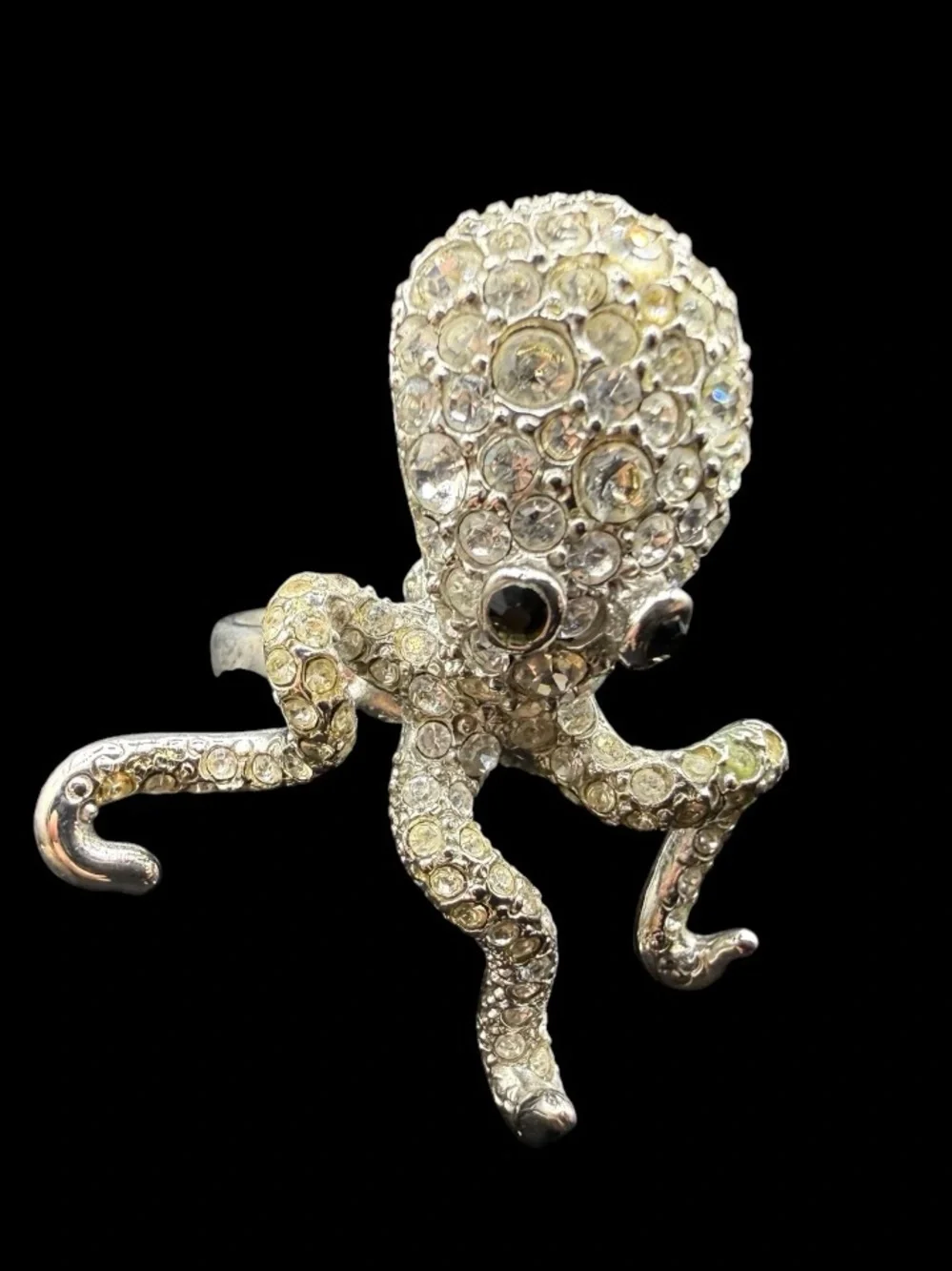 Chicos Crystal Octopus Ring - Sparkling Silver Tone
